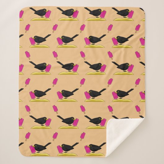 漫画のブラックバ食べードのアイスクリームパターン シェルパブランケット (正面)