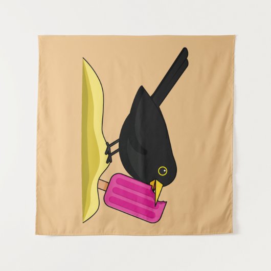 漫画のブラックバ食べードのアイスクリーム タペストリー (正面(横))