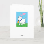 漫画のブルテリア犬wの花の挨拶状 カード (裏面)