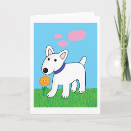 漫画のブルテリア犬wの花の挨拶状 カード