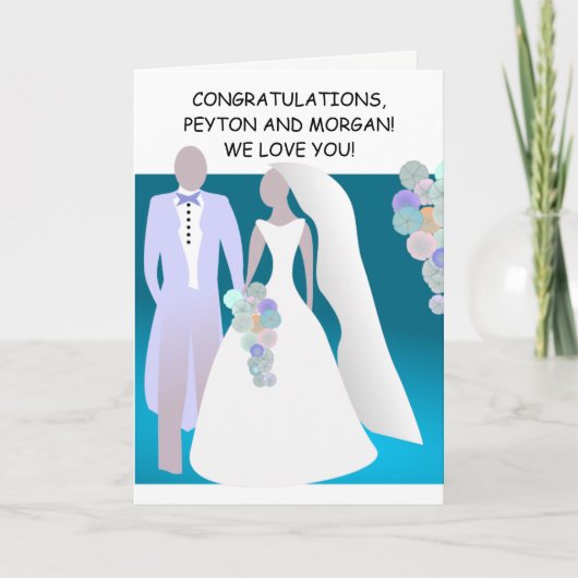 漫画のブルードリーム結婚式の日おめでとう カード (正面)