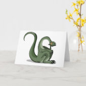 漫画のブロントサウルスの考えイラストレーション。 カード (黄色い花)