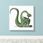 漫画のブロントサウルスの考えイラストレーション。 キャンバスプリント (インサイチュ (ウッドフロア))