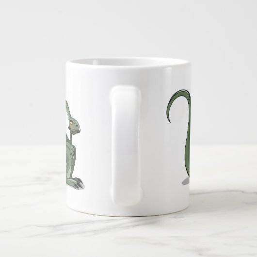 漫画のブロントサウルスの考えイラストレーション。 ジャンボコーヒーマグカップ (裏面)