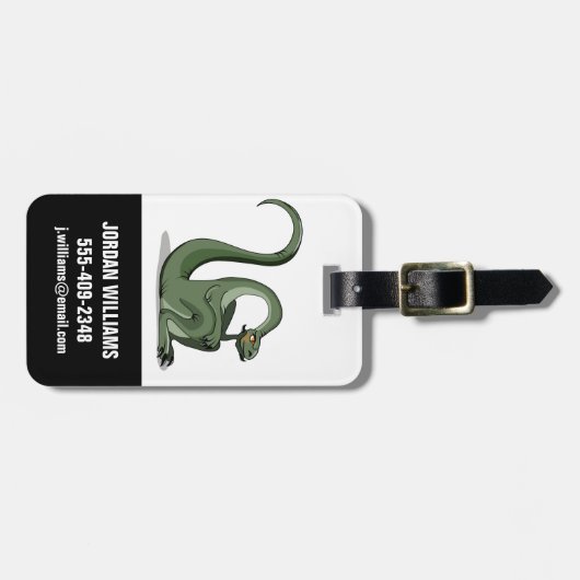 漫画のブロントサウルスの考えイラストレーション。 ラゲッジタグ (正面横)