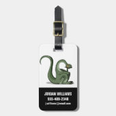 漫画のブロントサウルスの考えイラストレーション。 ラゲッジタグ (正面縦)