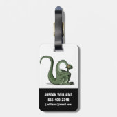 漫画のブロントサウルスの考えイラストレーション。 ラゲッジタグ (裏面縦)