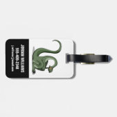 漫画のブロントサウルスの考えイラストレーション。 ラゲッジタグ (裏面横)