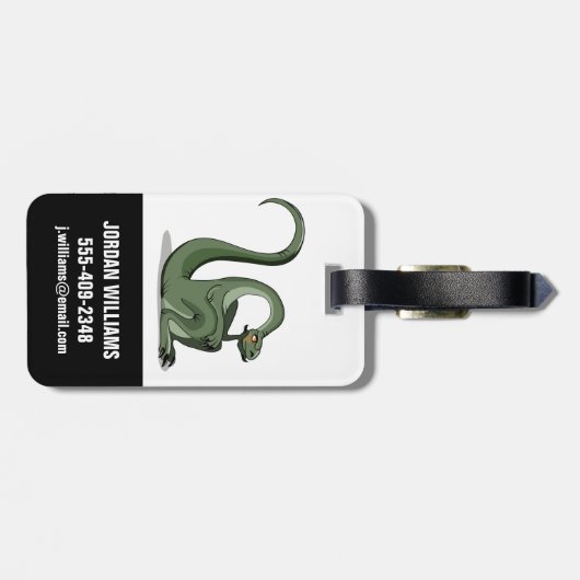 漫画のブロントサウルスの考えイラストレーション。 ラゲッジタグ (裏面横)