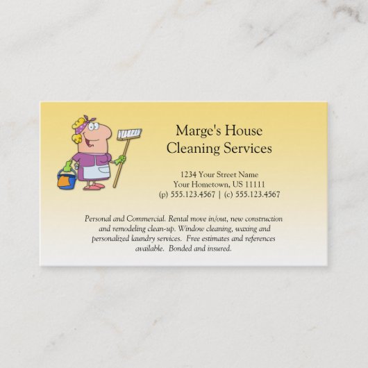 漫画のブロンドの家の掃除婦ロイヤリティBusines ロイヤリティカード (正面)