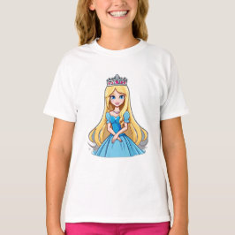 漫画のプリンセスロングヘアティアラクラウンボールガウン Tシャツ