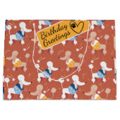 漫画のプードルシームレスパターン大抱き枕 ラージペーパーバッグ (正面)