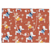 漫画のプードルシームレスパターン大抱き枕 ラージペーパーバッグ (裏面)