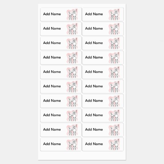 漫画のプードル名タグとラベル ラベル (シート)