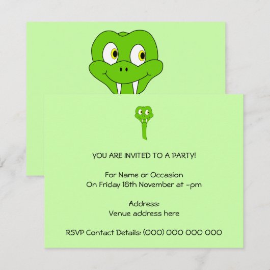 漫画のヘビ 招待状 (正面/裏面)