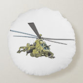 漫画のヘリコプター「後ろ」 ラウンドクッション (裏面)