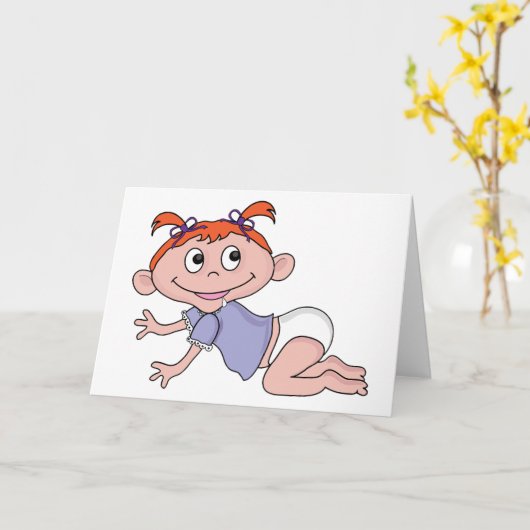 漫画のベビークロールのグリーティングカード カード (黄色い花)