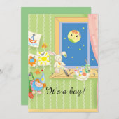 漫画のベビーシャワーカード 招待状 (正面/裏面)