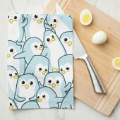 漫画のペンギンがたくさん キッチンタオル (四つ折り)