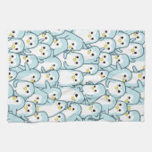 漫画のペンギンがたくさん キッチンタオル (横)