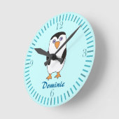 漫画のペンギンは一流のアクアマリンの柱時計をからかいます ラウンド壁時計 (傾斜)