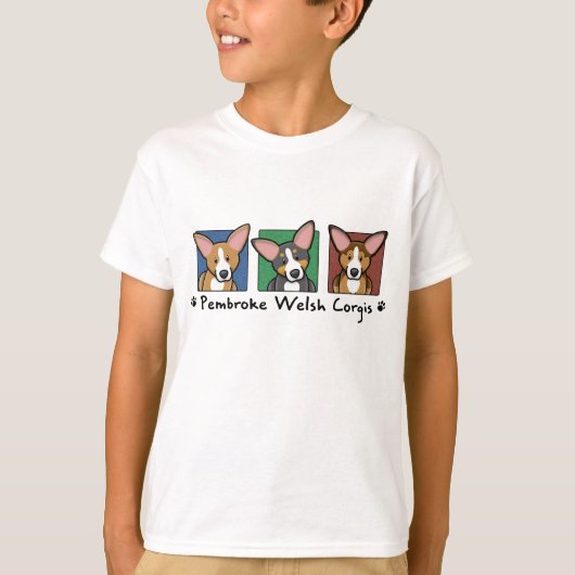 漫画のペンブロークのウェールズのカラフルなコーギー Tシャツ (正面)
