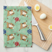 漫画のペンブロークウェルシュコーギー キッチンタオル (四つ折り)