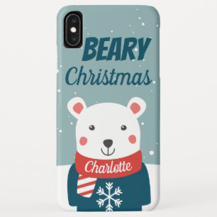 漫画のホッキョクグマを持つベーリークリスマス iPhone XS MAXケース