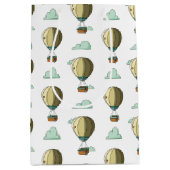 漫画のホットエアバルーン中性ベビーシャワー ミディアムペーパーバッグ (正面)