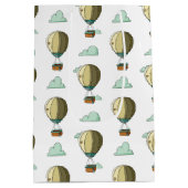 漫画のホットエアバルーン中性ベビーシャワー ミディアムペーパーバッグ (裏面)