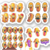 漫画のホットドッグのグループのためのシール シール (正面)