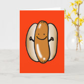 漫画のホットドッグソーセージ カード (黄色い花)