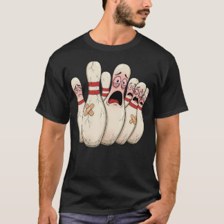 漫画のボウリングびっくりピン 楽しいスポーツ Tシャツ