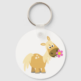漫画のポニーと花のキーチェーン キーホルダー