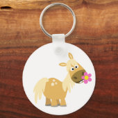 漫画のポニーと花のキーチェーン キーホルダー (正面)