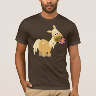 漫画のポニーと花のTシャツ Tシャツ