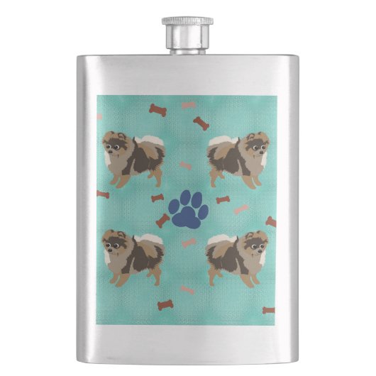 漫画のポメラニア犬 フラスク (正面)