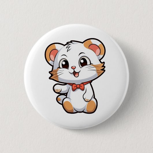漫画のマウスイラストレーション 缶バッジ (正面)