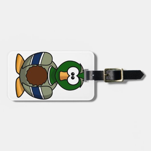 漫画のマガモのアヒルの荷物のラベル ラゲッジタグ (正面横)