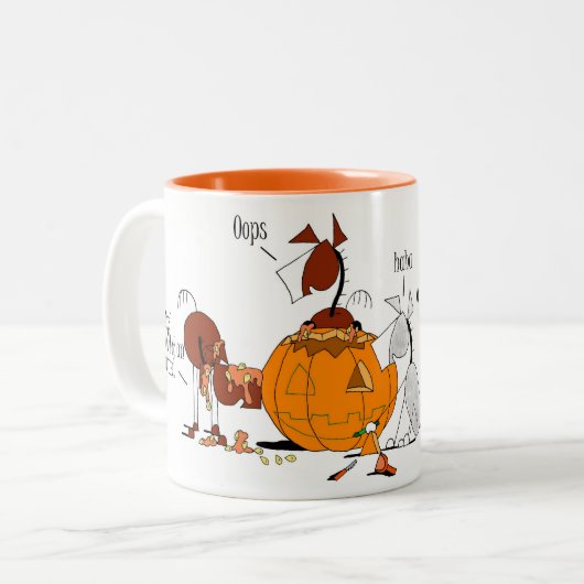 漫画のマグを切り分けるかわいい馬及びろばのカボチャ ツートーンマグカップ (正面左)