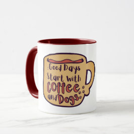 漫画のマグカップ　コーヒーと犬で一日が始まる マグカップ