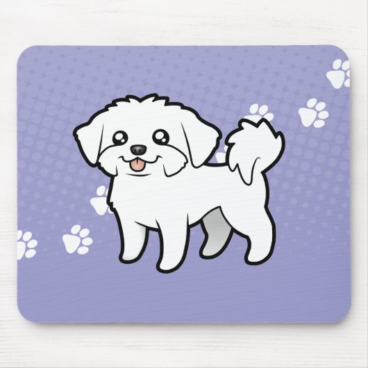 漫画のマルチーズ(切られる子犬) マウスパッド (正面)