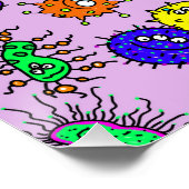 漫画のミクロなバクテリアのバグのドゥードルアート ポスター (コーナー)