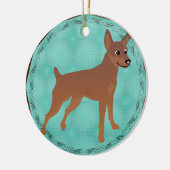 漫画のミニピンシャーの赤いトリミング セラミックオーナメント (左)