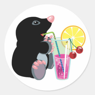 漫画のモグラを飲むカクテル ラウンドシール