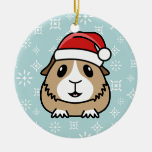 漫画のモルモットのクリスマスの円形のオーナメント セラミックオーナメント