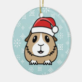 漫画のモルモットのクリスマスの円形のオーナメント セラミックオーナメント (左)