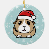 漫画のモルモットのクリスマスの円形のオーナメント セラミックオーナメント (裏面)
