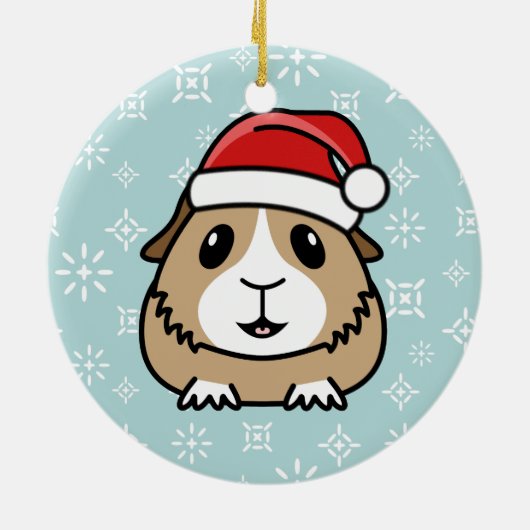 漫画のモルモットのクリスマスの円形のオーナメント セラミックオーナメント (裏面)