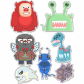 漫画のモンスターの生き物エイリアンアート シール (正面)